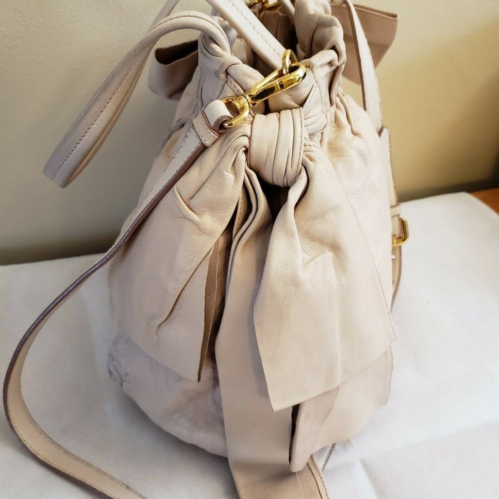 PRADA 2way Leather Bow Shoulder Bag Auth Rare - Picture 4 of 13